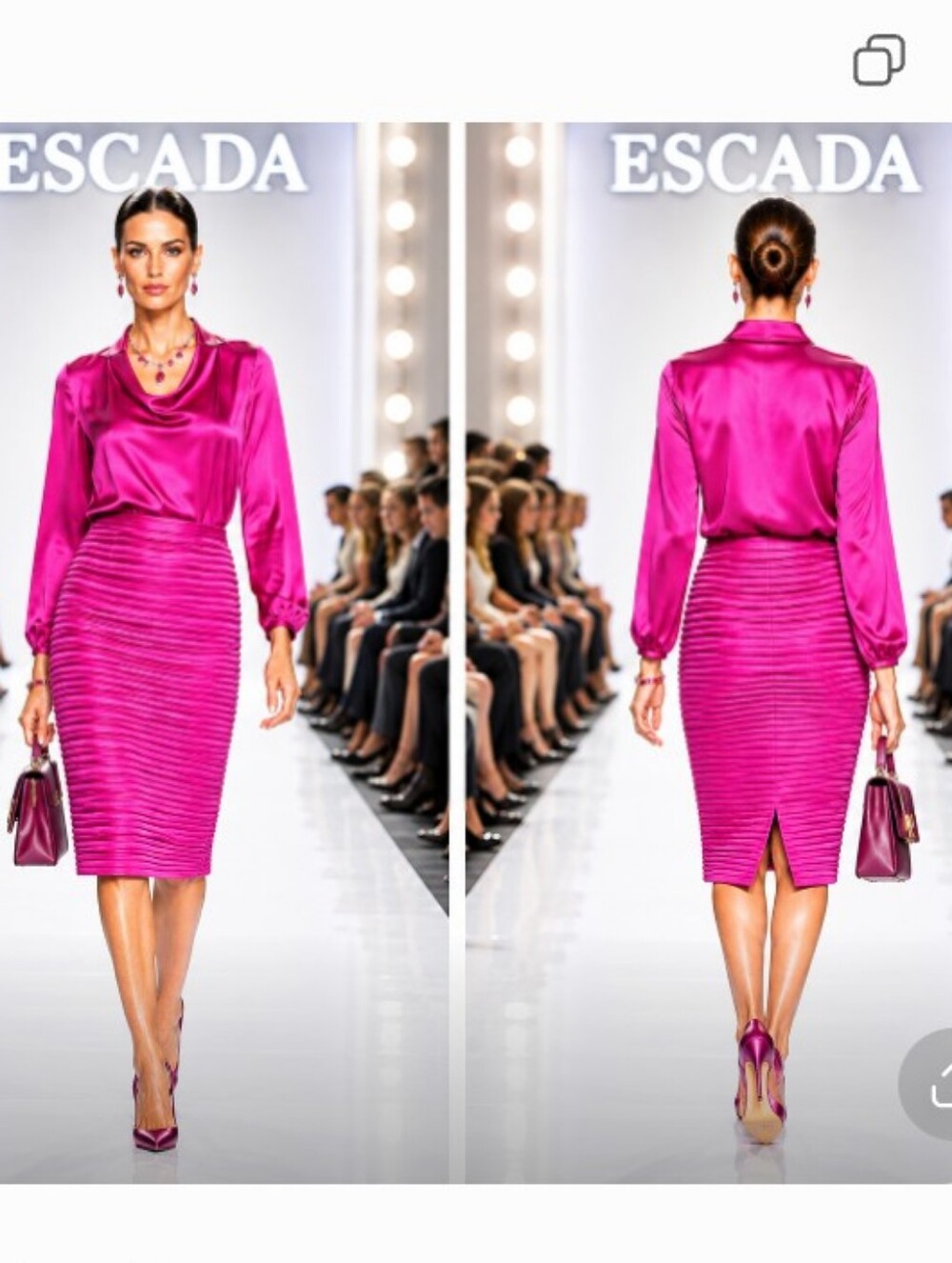 ESCADA 36/6-8 MAGENTA WOOL SILK BLEND THICK RIB PENCIL STRAIGHT LINED SKIRT - Picture 10 of 10
